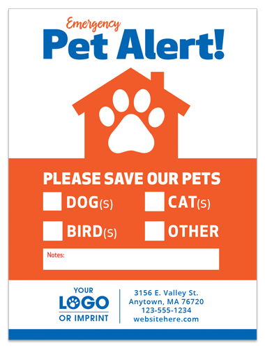 PET ALERT (paw in house) Orange Blue thumbnail