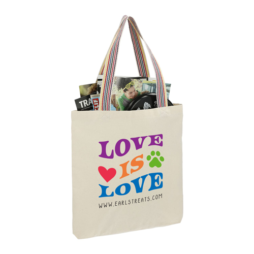 Recycled 6oz Tote with Rainbow Handles thumbnail