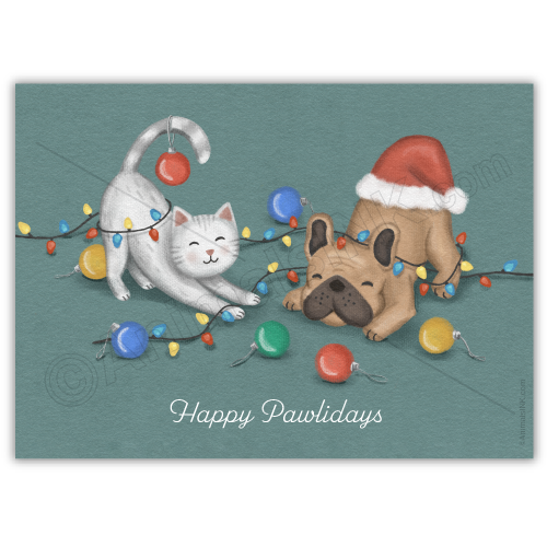 Dog and Cat Playing with Ornaments thumbnail